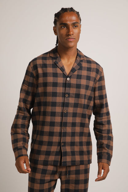 סט פיג'מה פלאנל בעיצוב משבצות | קנת קול