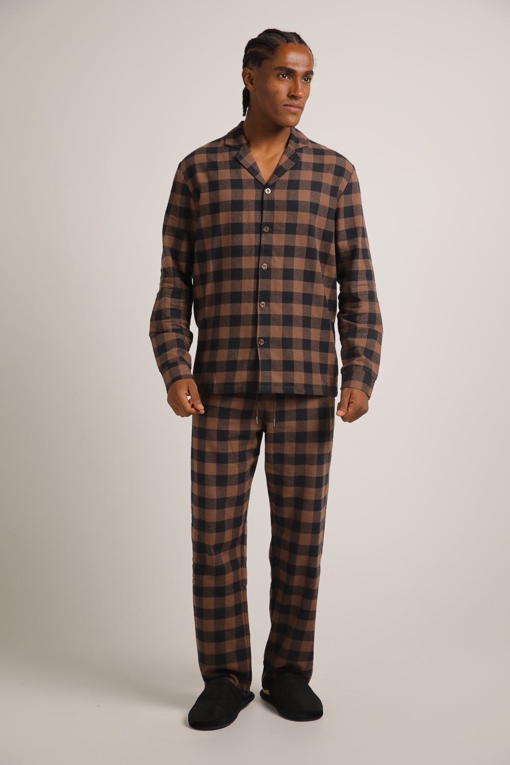 סט פיג'מה פלאנל בעיצוב משבצות | קנת קול