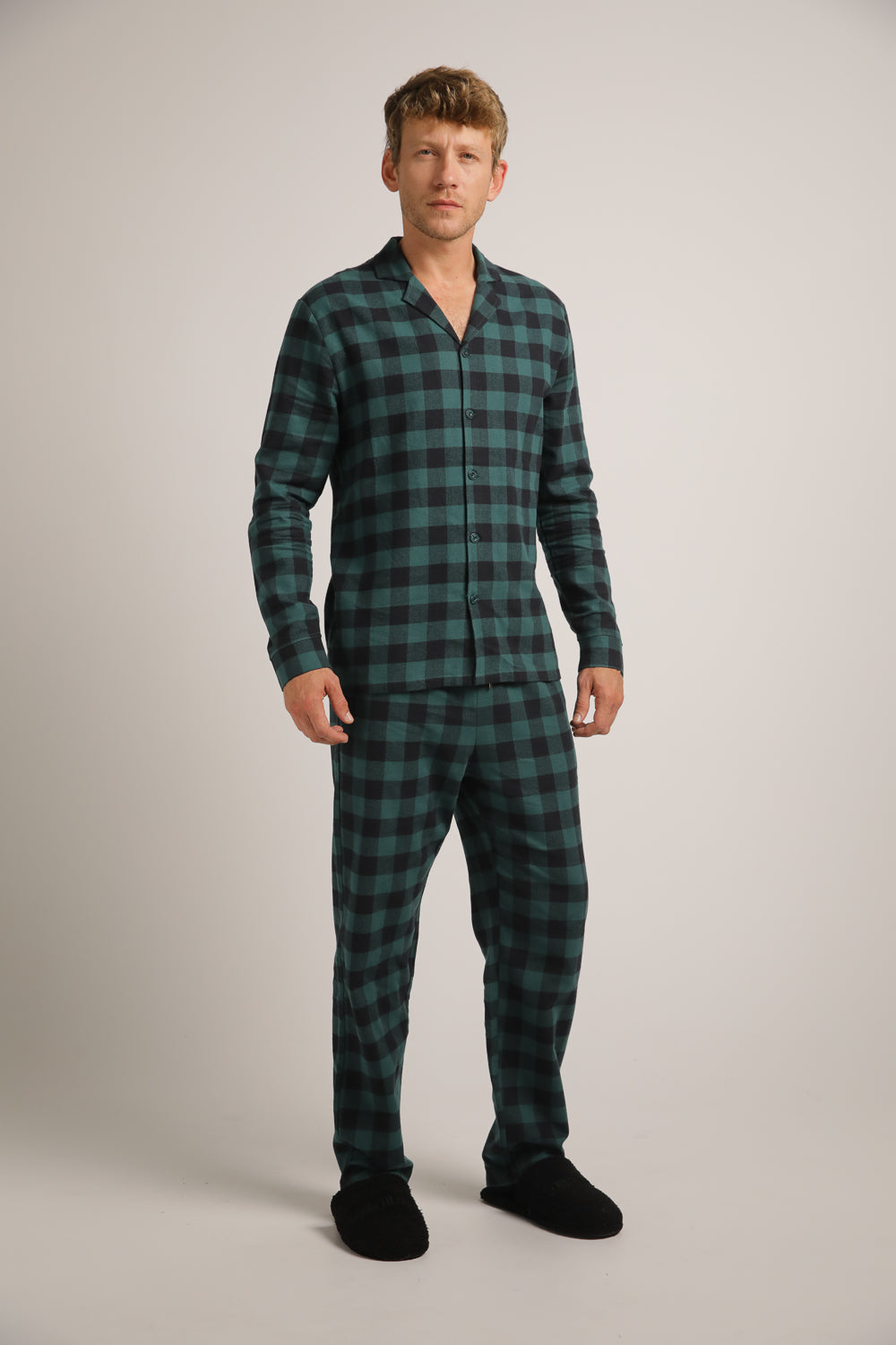 סט פיג'מה פלאנל בעיצוב משבצות | קנת קול