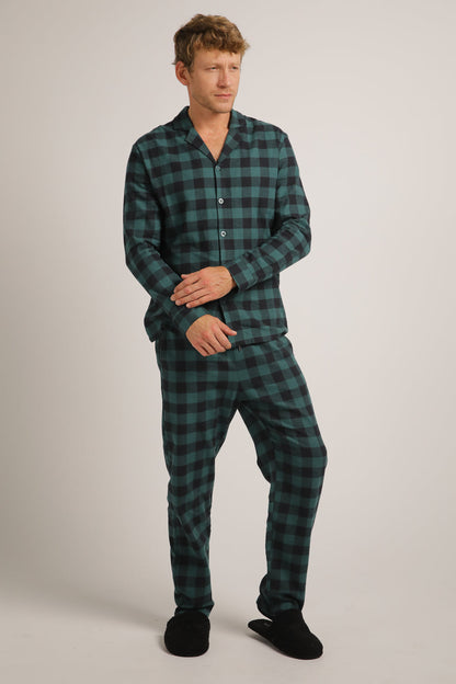 סט פיג'מה פלאנל בעיצוב משבצות | קנת קול