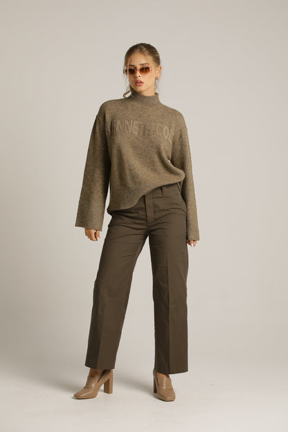 מכנסיים בגזרה ישרה עם מכפלת | קנת קול