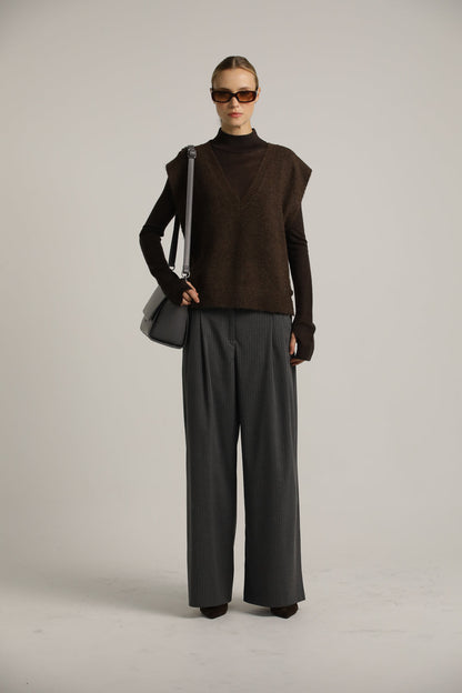 ווסט סרוג וינטג' עם כפתורים בצד | קנת קול