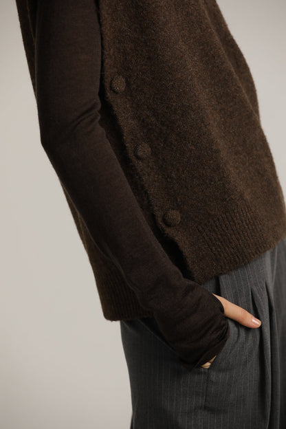 ווסט סרוג וינטג' עם כפתורים בצד | קנת קול