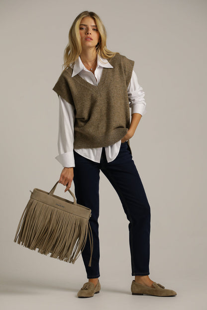 ווסט סרוג וינטג' עם כפתורים בצד | קנת קול