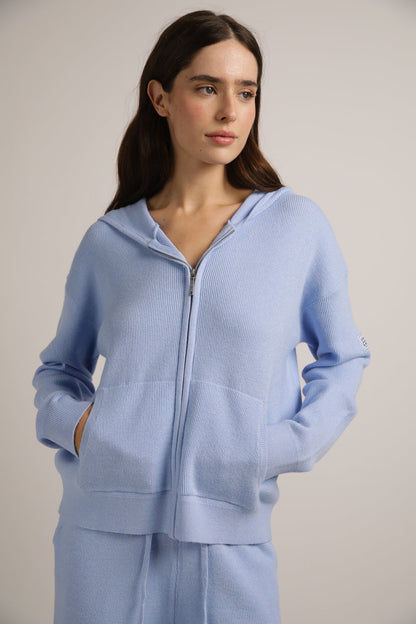 ג'קט ריב סרוג עם קפוצ'ון | קנת קול