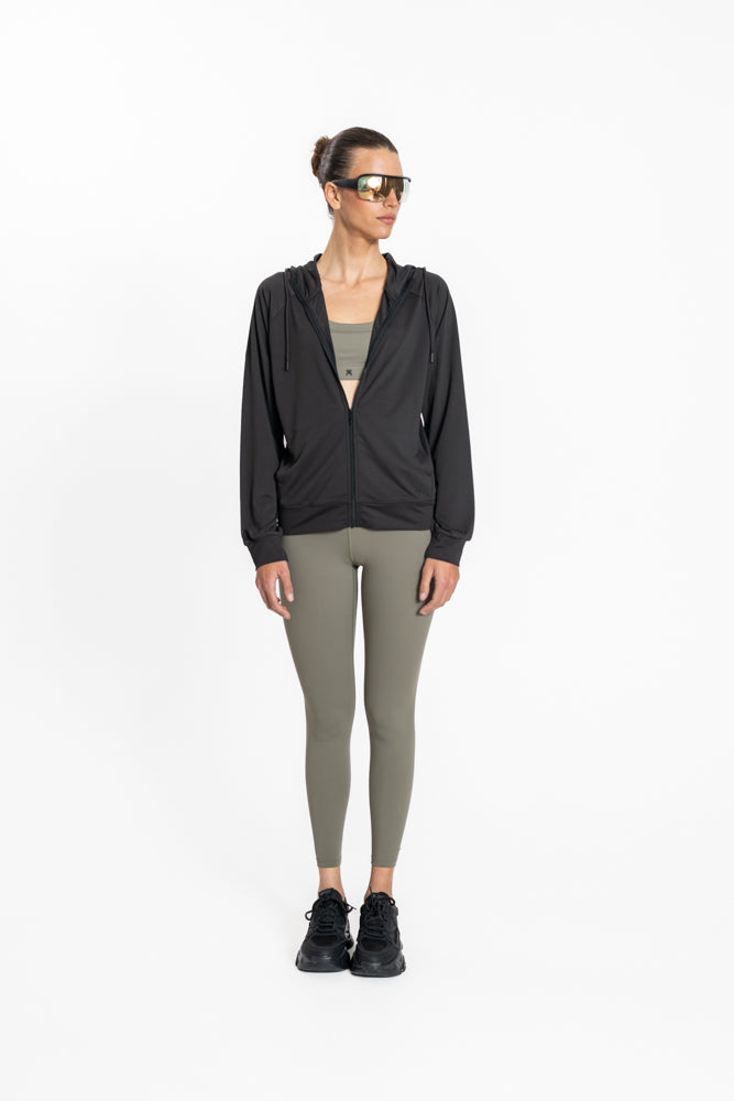 סווטשירט אימון לנשים Raglan בצבע שחור