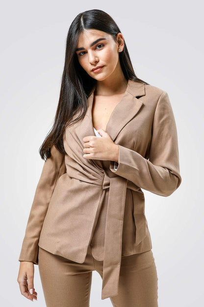 KENNETH COLE - ג'קט BLAZER קשירה קאמל - MASHBIR//365
