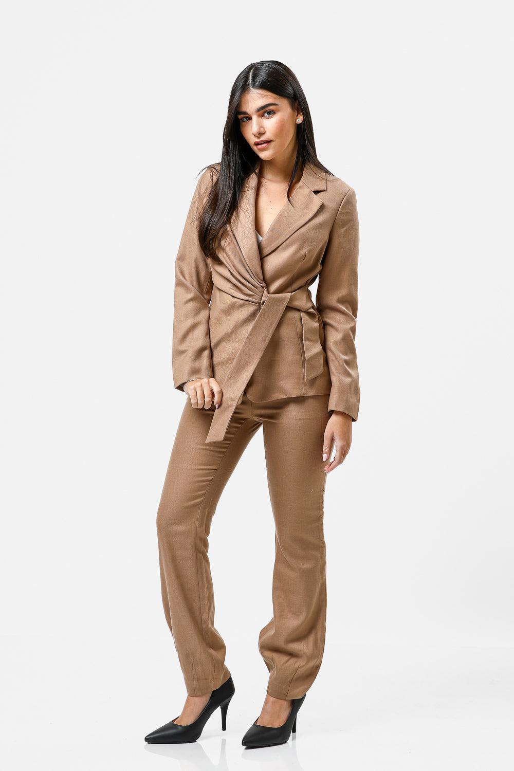KENNETH COLE - ג'קט BLAZER קשירה קאמל - MASHBIR//365