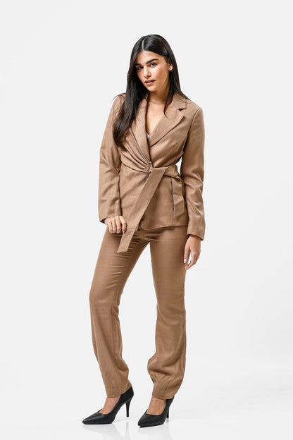 KENNETH COLE - ג'קט BLAZER קשירה קאמל - MASHBIR//365