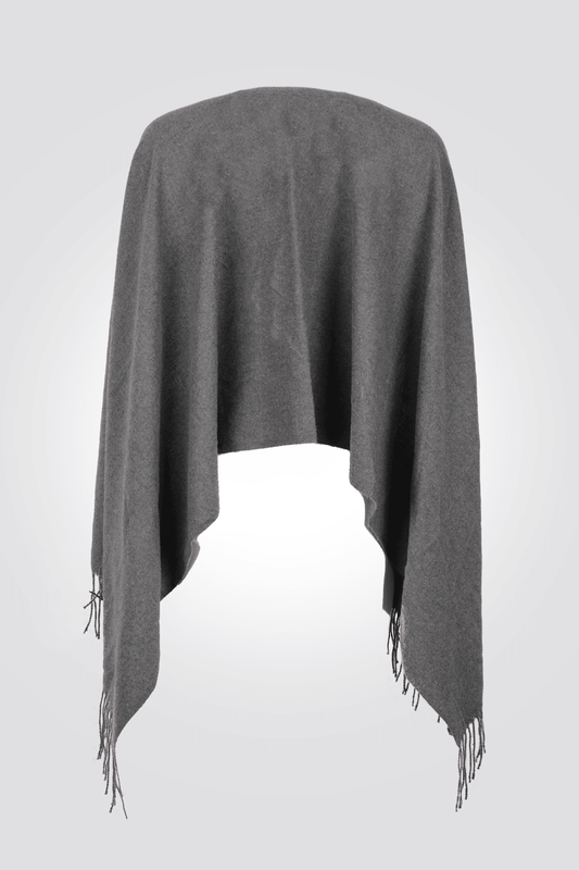 KENNETH COLE - צעיף עם פרנזים בצבע אפור - MASHBIR//365