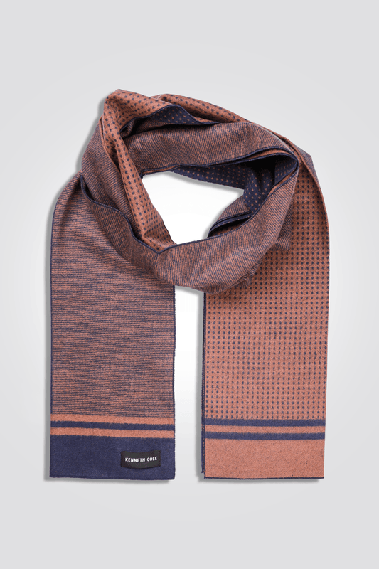 KENNETH COLE - צעיף משובץ לגבר בצבעים ורוד וכחול - MASHBIR//365