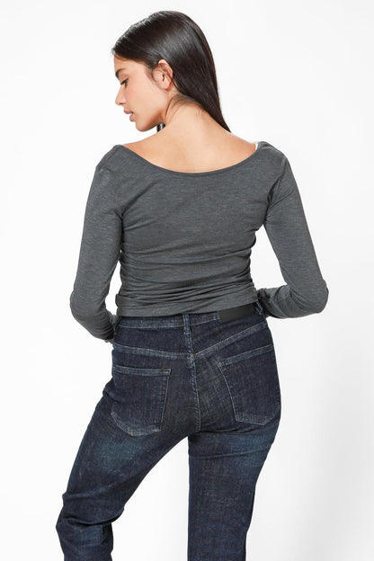 KENNETH COLE - טישירט ג'רסי בצבע אפור - MASHBIR//365