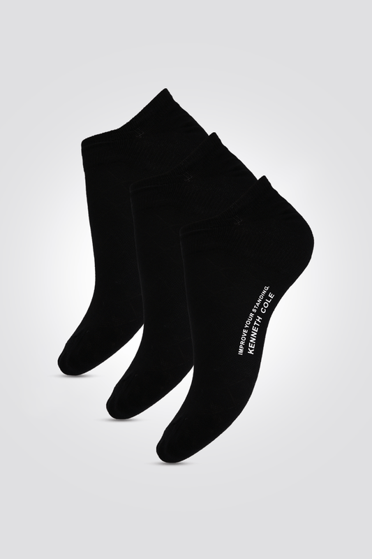 KENNETH COLE - מארז גרבי סניקרס חלקות לגברים בצבע שחור - MASHBIR//365