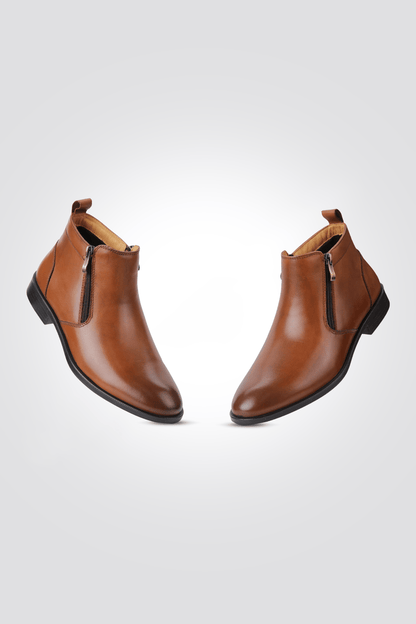 KENNETH COLE - מגפון שני רוכסנים מעור בצבע חום - MASHBIR//365