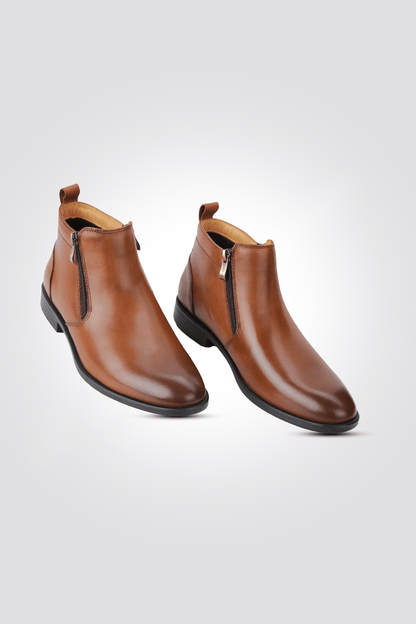 KENNETH COLE - מגפון שני רוכסנים מעור בצבע חום - MASHBIR//365