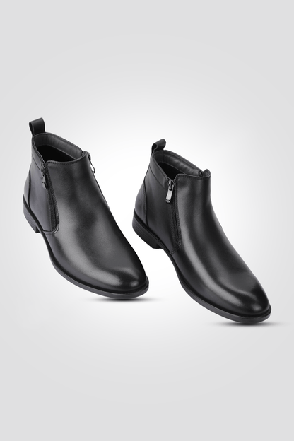 KENNETH COLE - מגפון עור שני רוכסנים בצבע שחור - MASHBIR//365