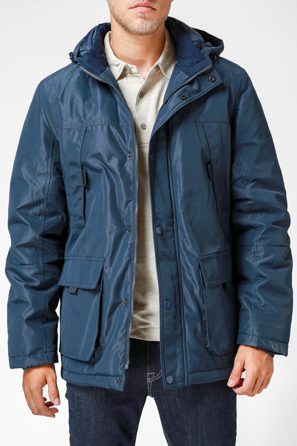 KENNETH COLE - מעיל מרופד עם כיסים צבע נייבי - MASHBIR//365