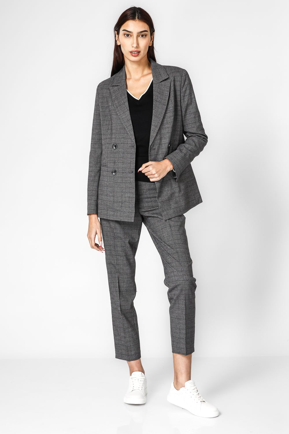 KENNETH COLE - מכנס סיגר משובץ בצבע אפור - MASHBIR//365