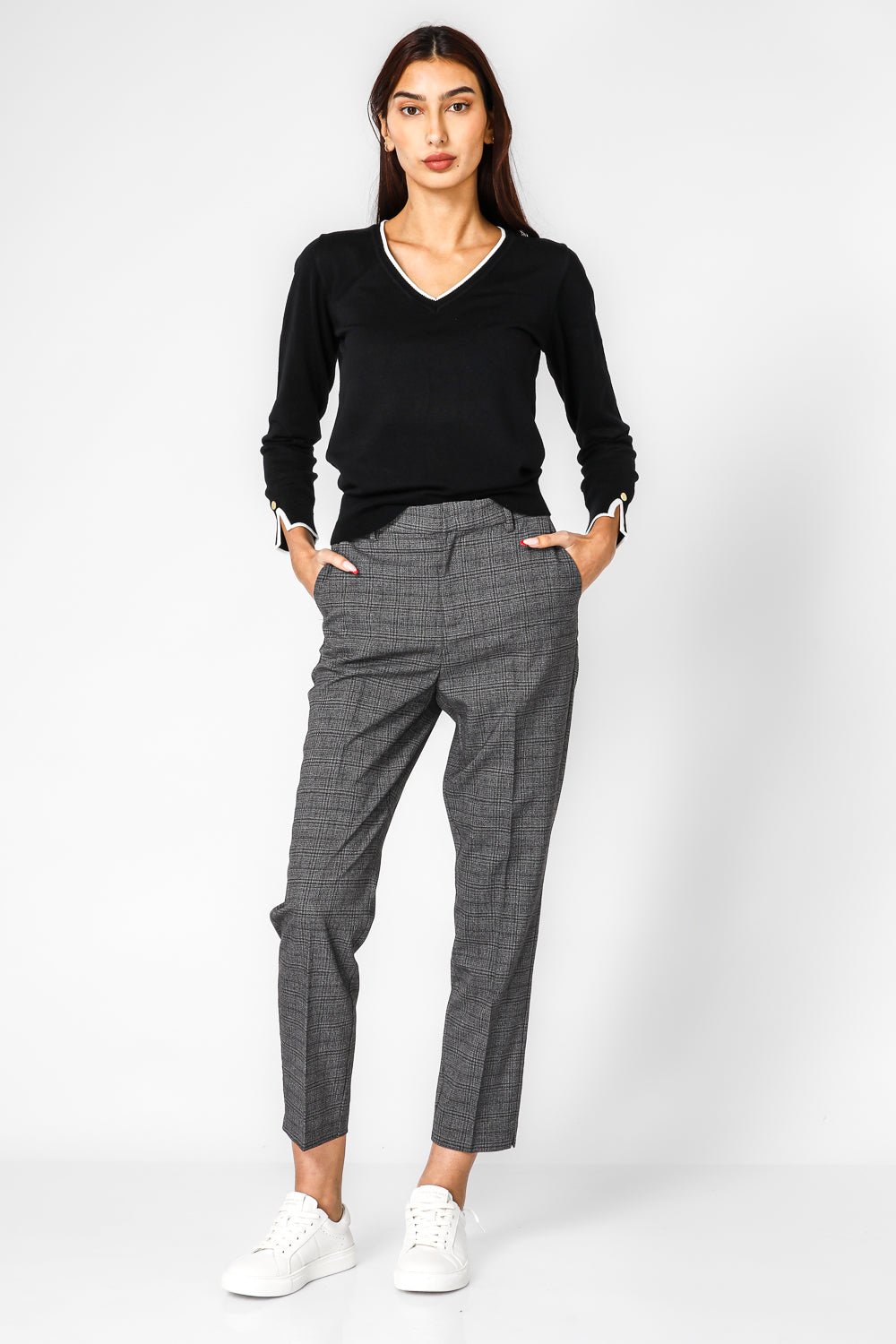 KENNETH COLE - מכנס סיגר משובץ בצבע אפור - MASHBIR//365