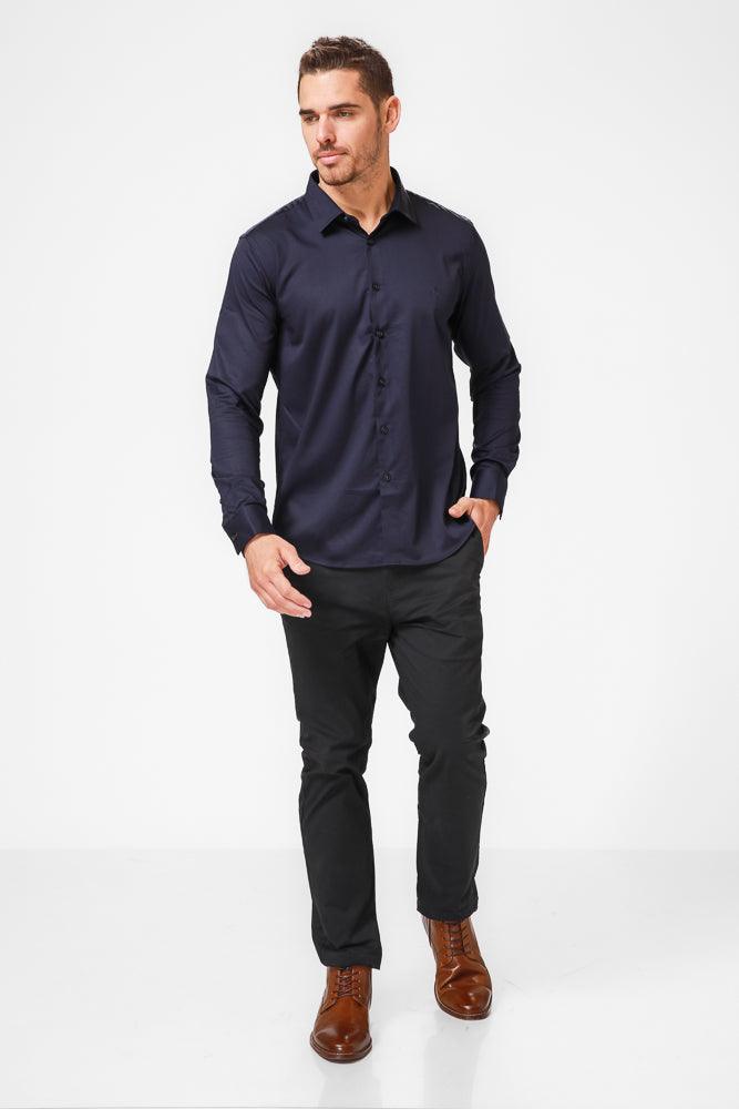 KENNETH COLE - מכופתרת בצבע נייבי עם לוגו - MASHBIR//365