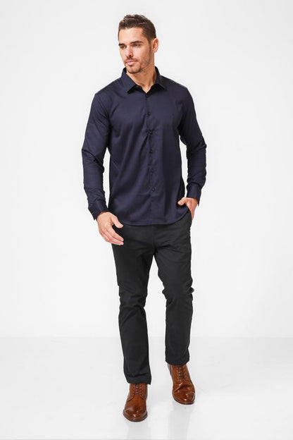 KENNETH COLE - מכופתרת בצבע נייבי עם לוגו - MASHBIR//365