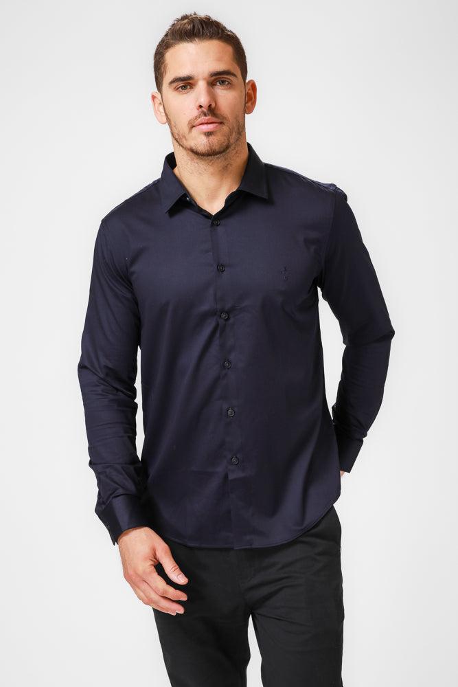 KENNETH COLE - מכופתרת בצבע נייבי עם לוגו - MASHBIR//365