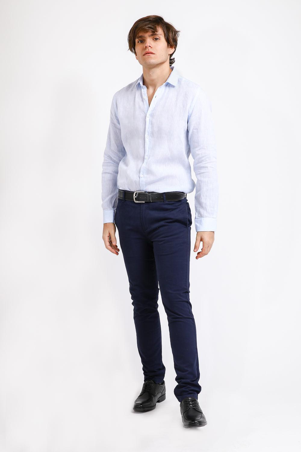 KENNETH COLE - מכופתרת פשתן PURE LINEN תכלת - MASHBIR//365