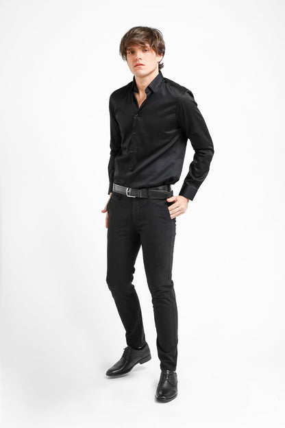 KENNETH COLE - מכופתרת סאטן שחורה - MASHBIR//365