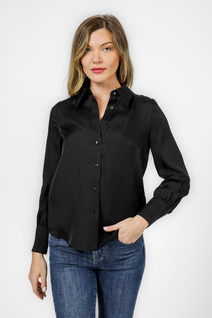 KENNETH COLE - מכופתרת שרוול ארוך בצבע שחור - MASHBIR//365