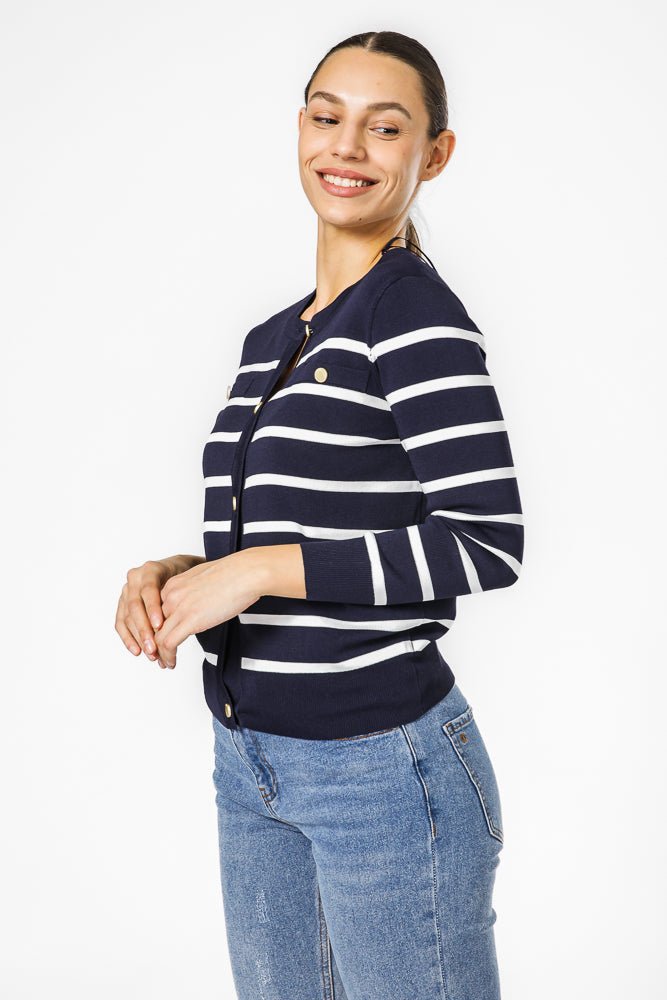 KENNETH COLE - NAVY קרדיגן פסים - MASHBIR//365