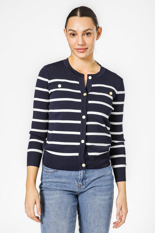 KENNETH COLE - NAVY קרדיגן פסים - MASHBIR//365