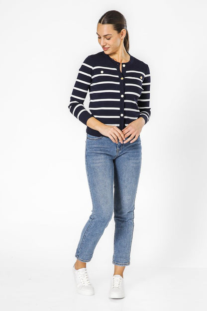 KENNETH COLE - NAVY קרדיגן פסים - MASHBIR//365