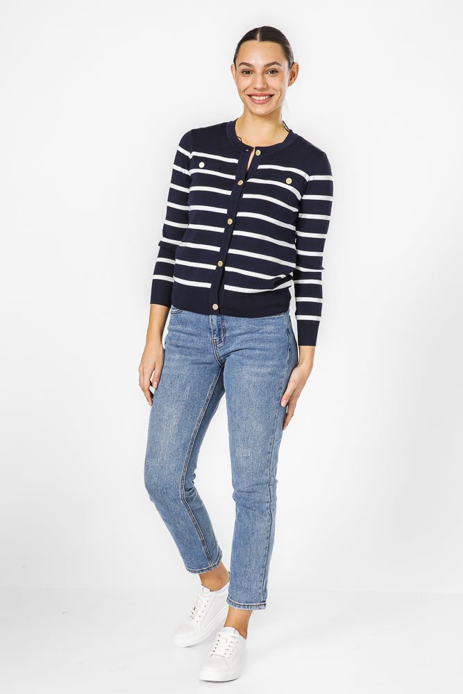 KENNETH COLE - NAVY קרדיגן פסים - MASHBIR//365