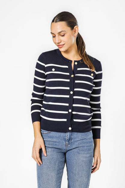 KENNETH COLE - NAVY קרדיגן פסים - MASHBIR//365