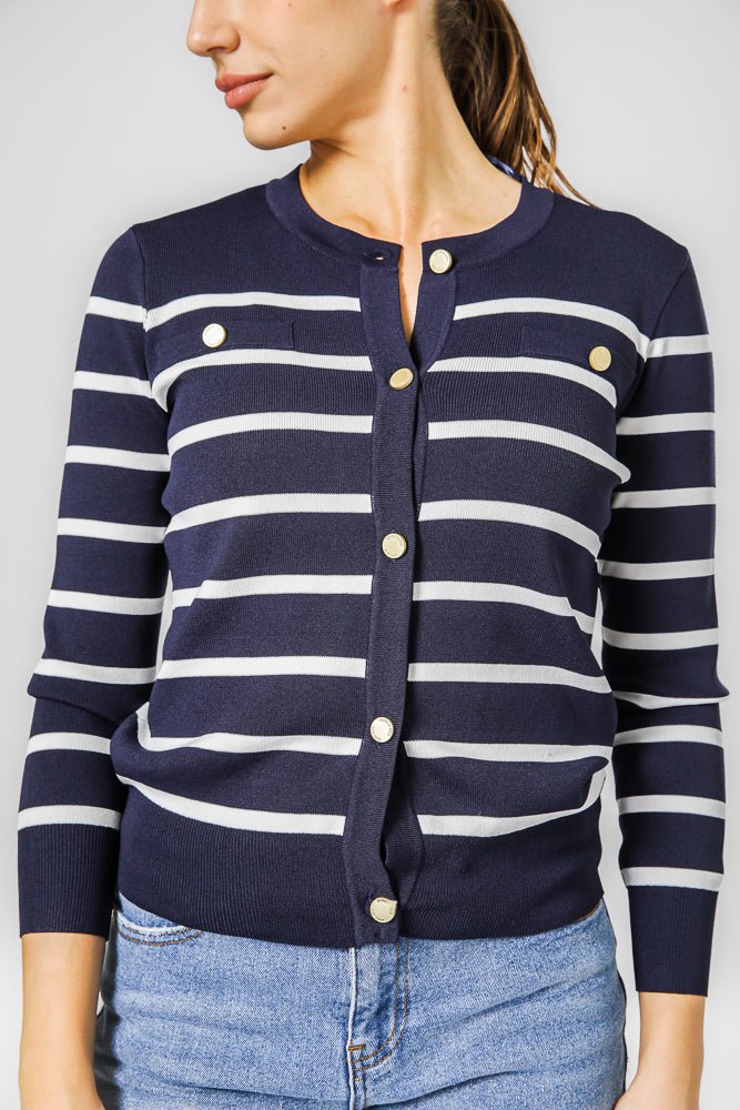 KENNETH COLE - NAVY קרדיגן פסים - MASHBIR//365