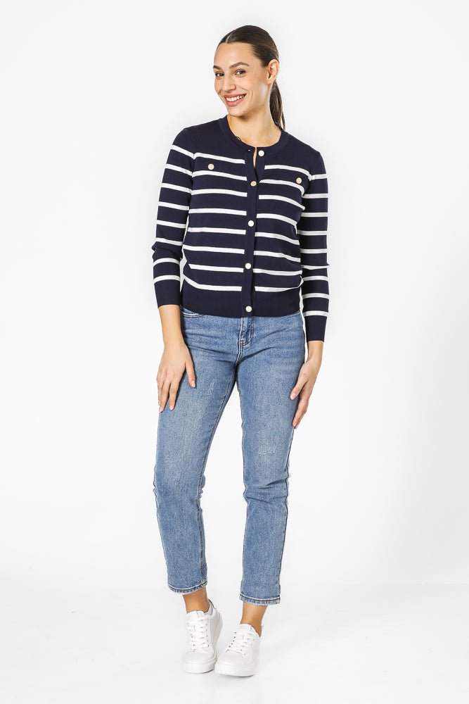 KENNETH COLE - NAVY קרדיגן פסים - MASHBIR//365