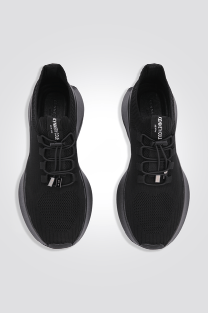 KENNETH COLE - נעל ספורט סרוגה בשילוב עור לנשים בצבע שחור - MASHBIR//365