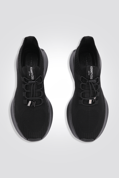 KENNETH COLE - נעל ספורט סרוגה בשילוב עור לנשים בצבע שחור - MASHBIR//365