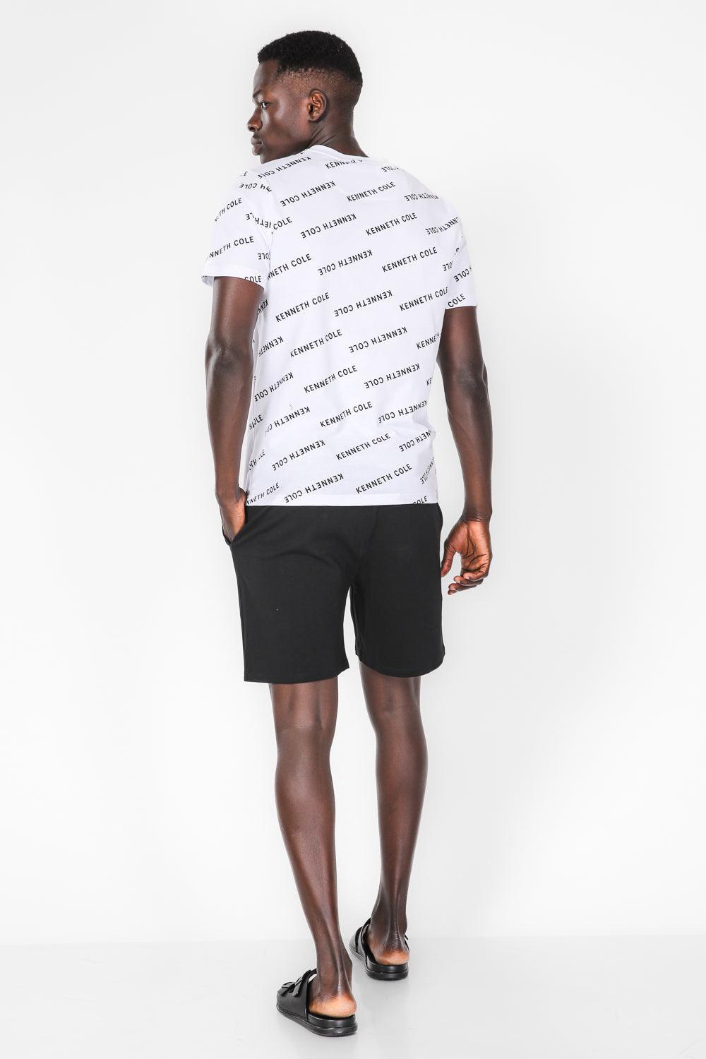 KENNETH COLE - סט פיג'מה קצרה לגבר בצבע לבן ושחור - MASHBIR//365