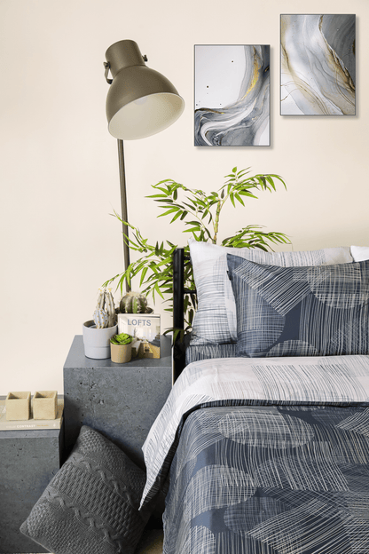 KENNETH COLE - סט מצעים זוגי רחב 180/200 כותנה סאטן דגם LONDON בצבע אפור - MASHBIR//365