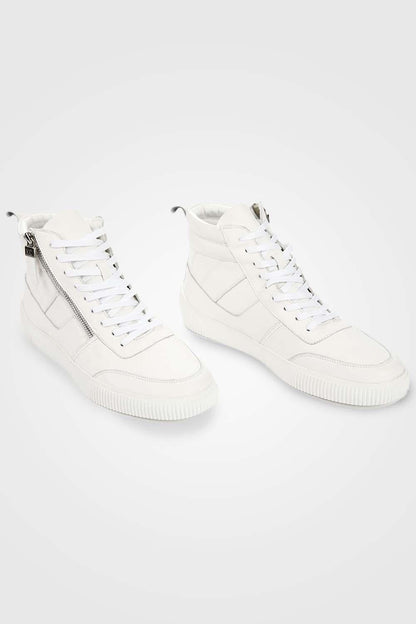 KENNETH COLE - סניקרס LETHEAR גבוה בצבע לבן - MASHBIR//365