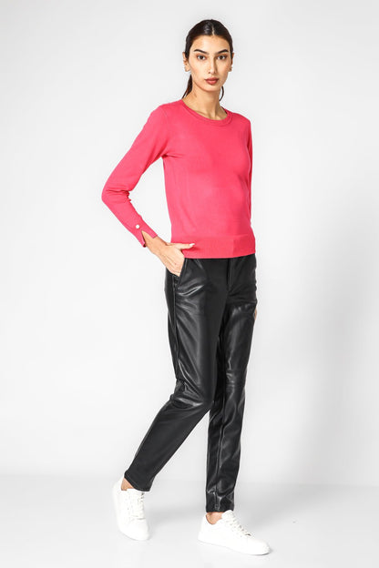 KENNETH COLE - סריג בייסיק ארוך בצבע ורוד - MASHBIR//365