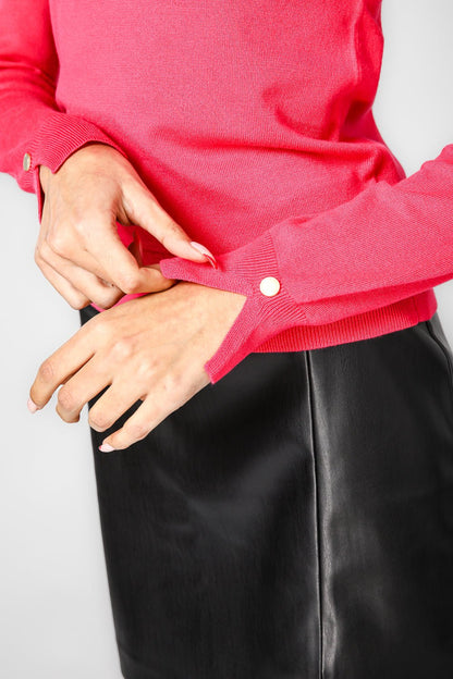 סריג בייסיק צווארון גולף בצבע ורוד | קנת קול