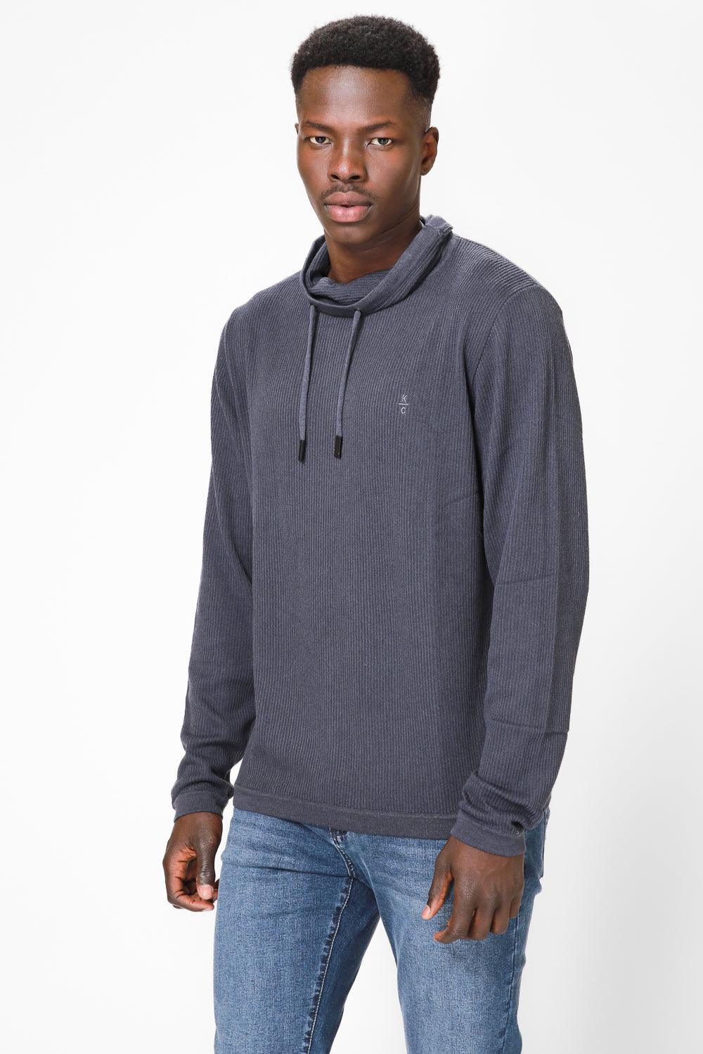 KENNETH COLE - סריג גולף עם שרוך קשירה בצבע נייבי - MASHBIR//365