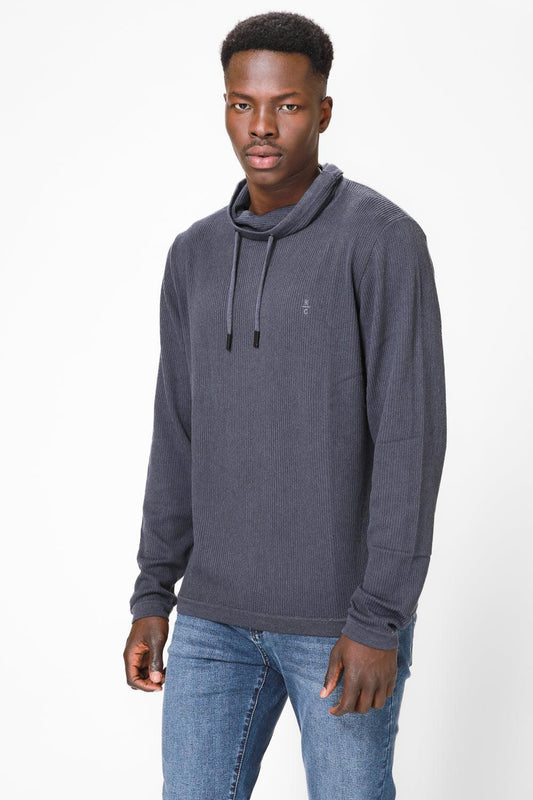 KENNETH COLE - סריג גולף עם שרוך קשירה בצבע נייבי - MASHBIR//365