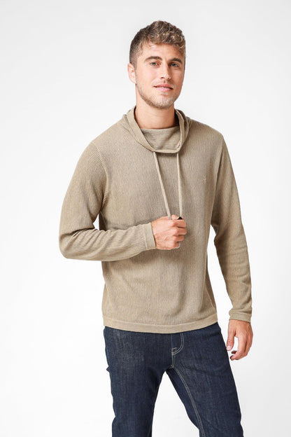 KENNETH COLE - סריג גולף עם שרוך קשירה בצבע חום - MASHBIR//365