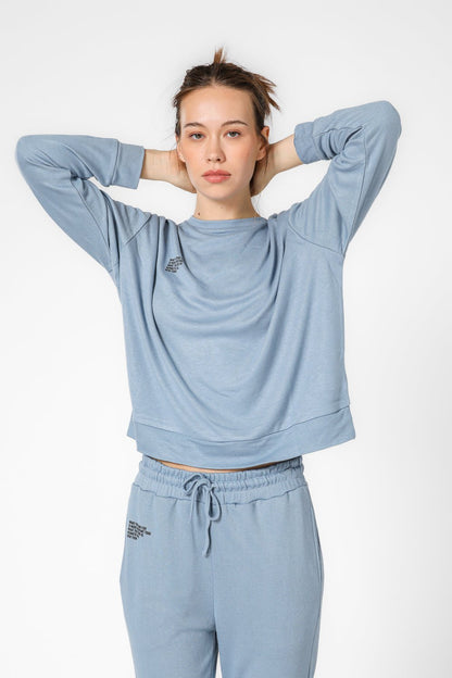 KENNETH COLE - סווטשירט לאונג' עם כיתוב לוגו בצבע כחול - MASHBIR//365