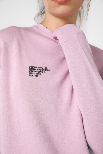 KENNETH COLE - סווטשירט לאונג' עם כיתוב לוגו בצבע ורוד - MASHBIR//365