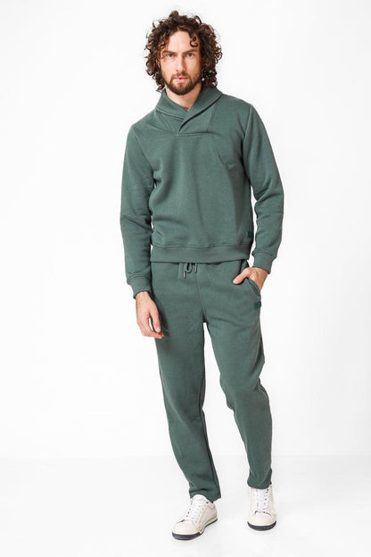KENNETH COLE - סווטשירט עם צווארון שאל בצבע ירוק - MASHBIR//365