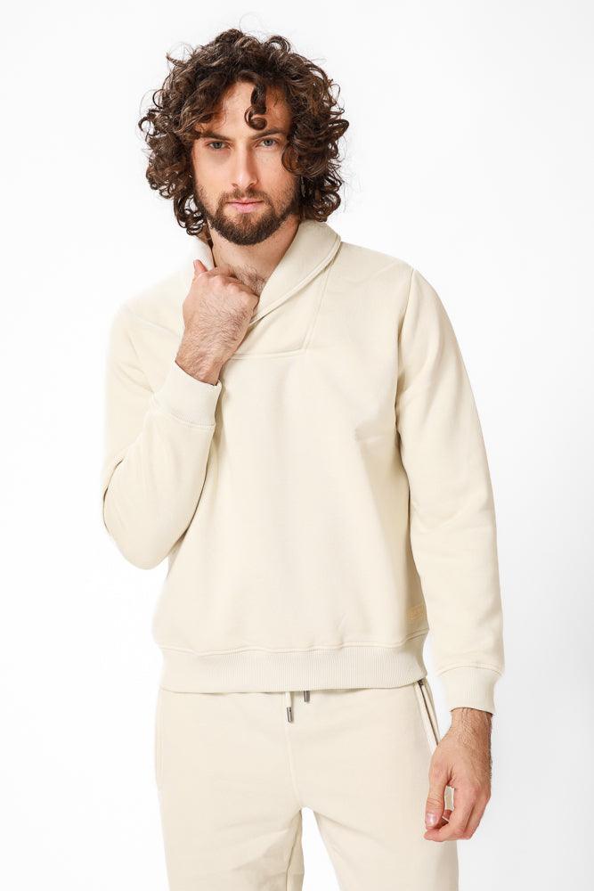 KENNETH COLE - סווטשירט עם צווארון שאל בצבע לבן - MASHBIR//365